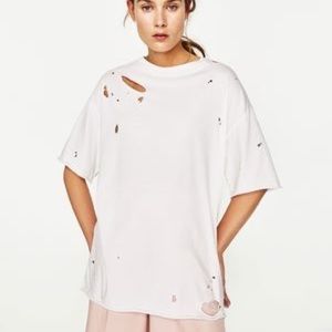 Zara trafaluc oversized ripped tee